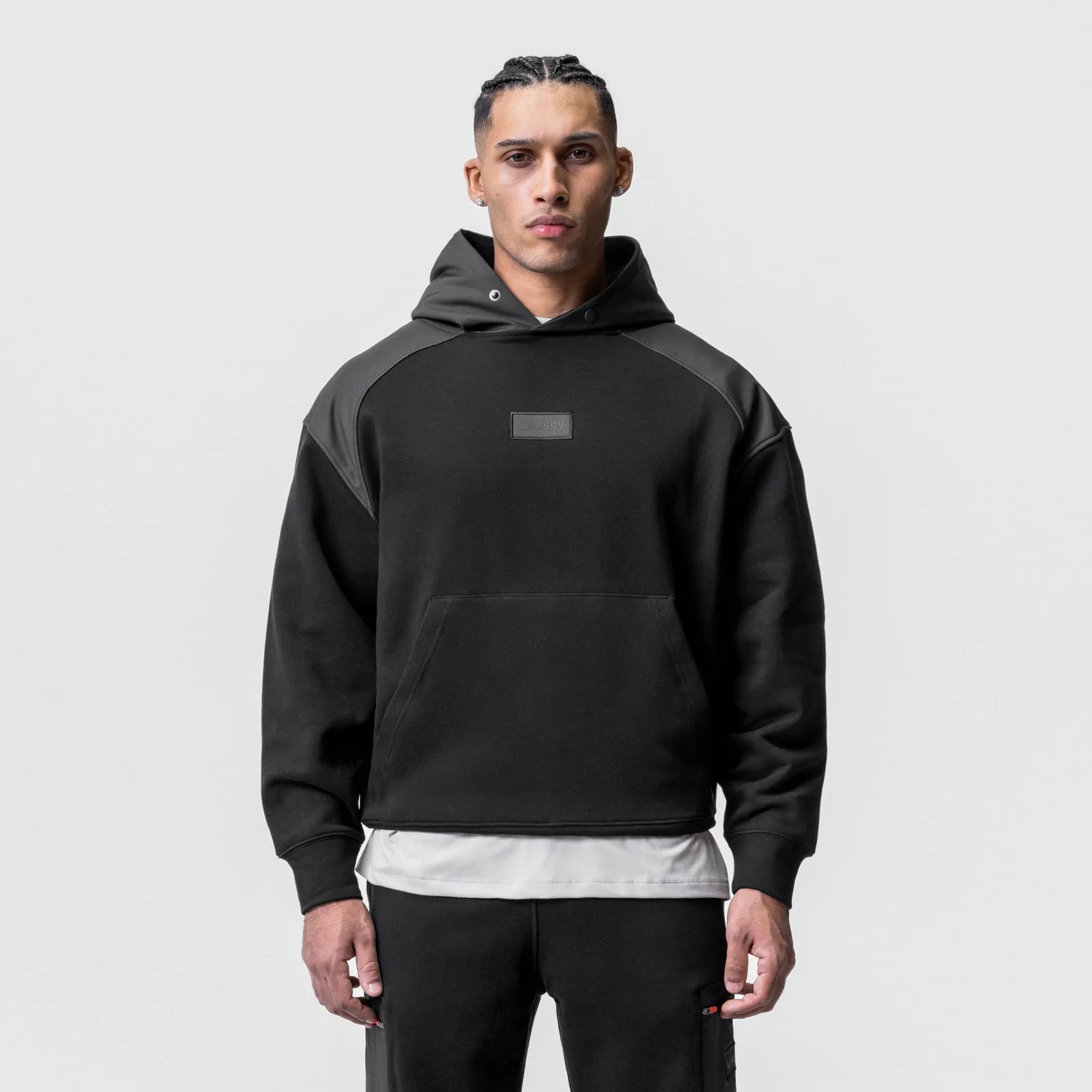 0714. Tech-Terry™ Waterproof Panel Hoodie  - Black