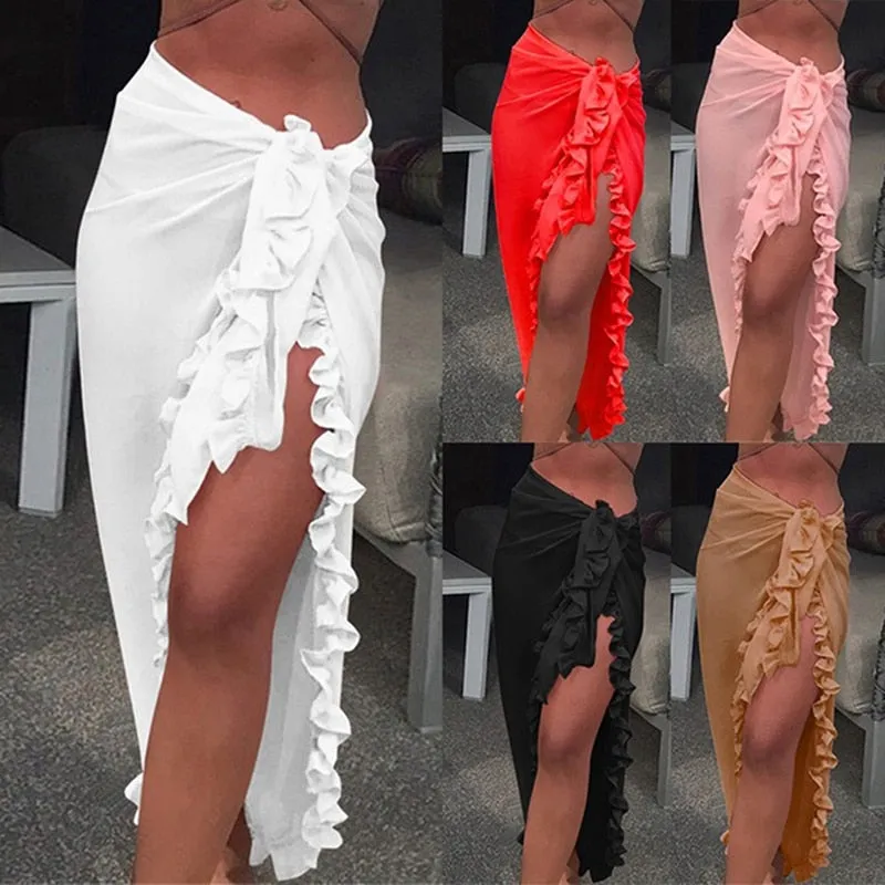 2021 New!! Women's See-Through Beach Bikini Cover Up Wrap Size One Size