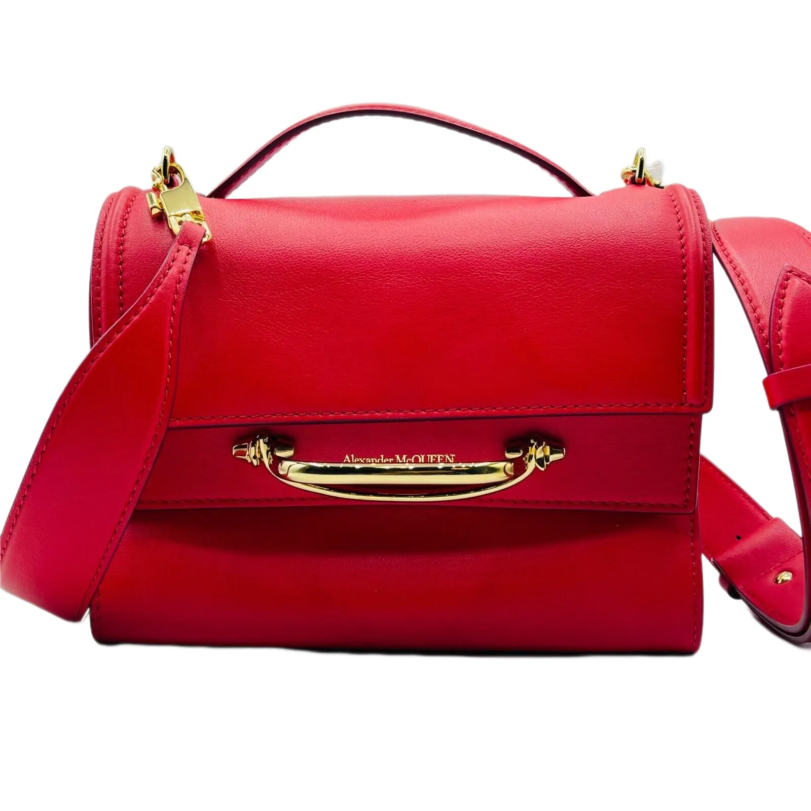 Alexander McQueen Women's The Story Red Leather Cross-body Bag 610021 6080