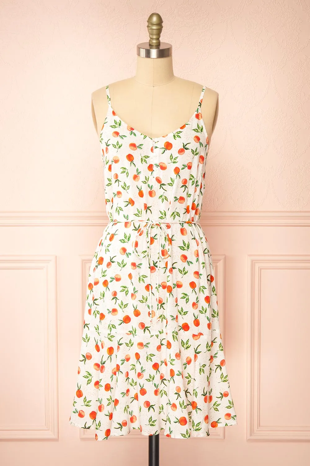 Alfie | Short Fruit Print White Dress