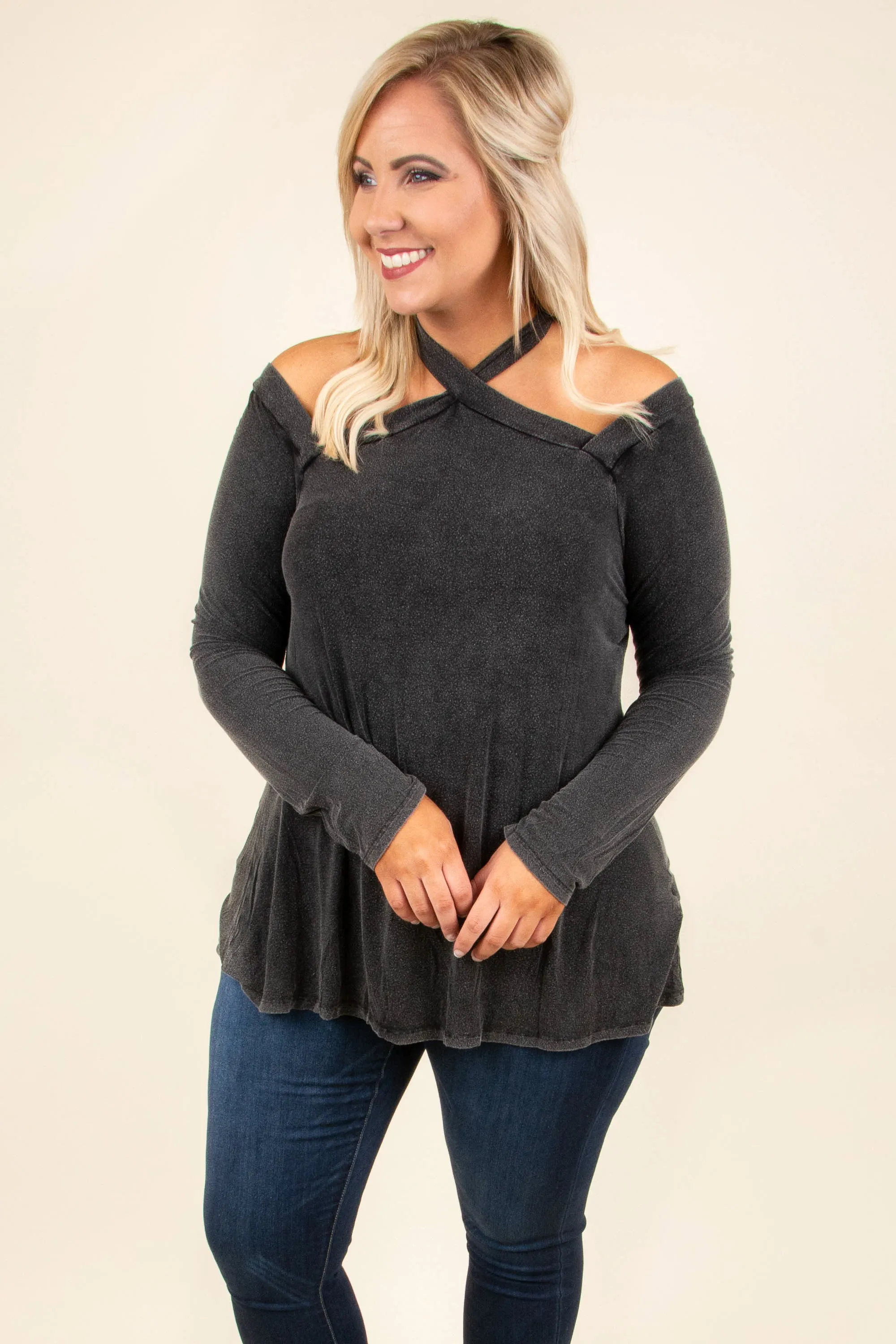 Anything But Basic Top, Charcoal