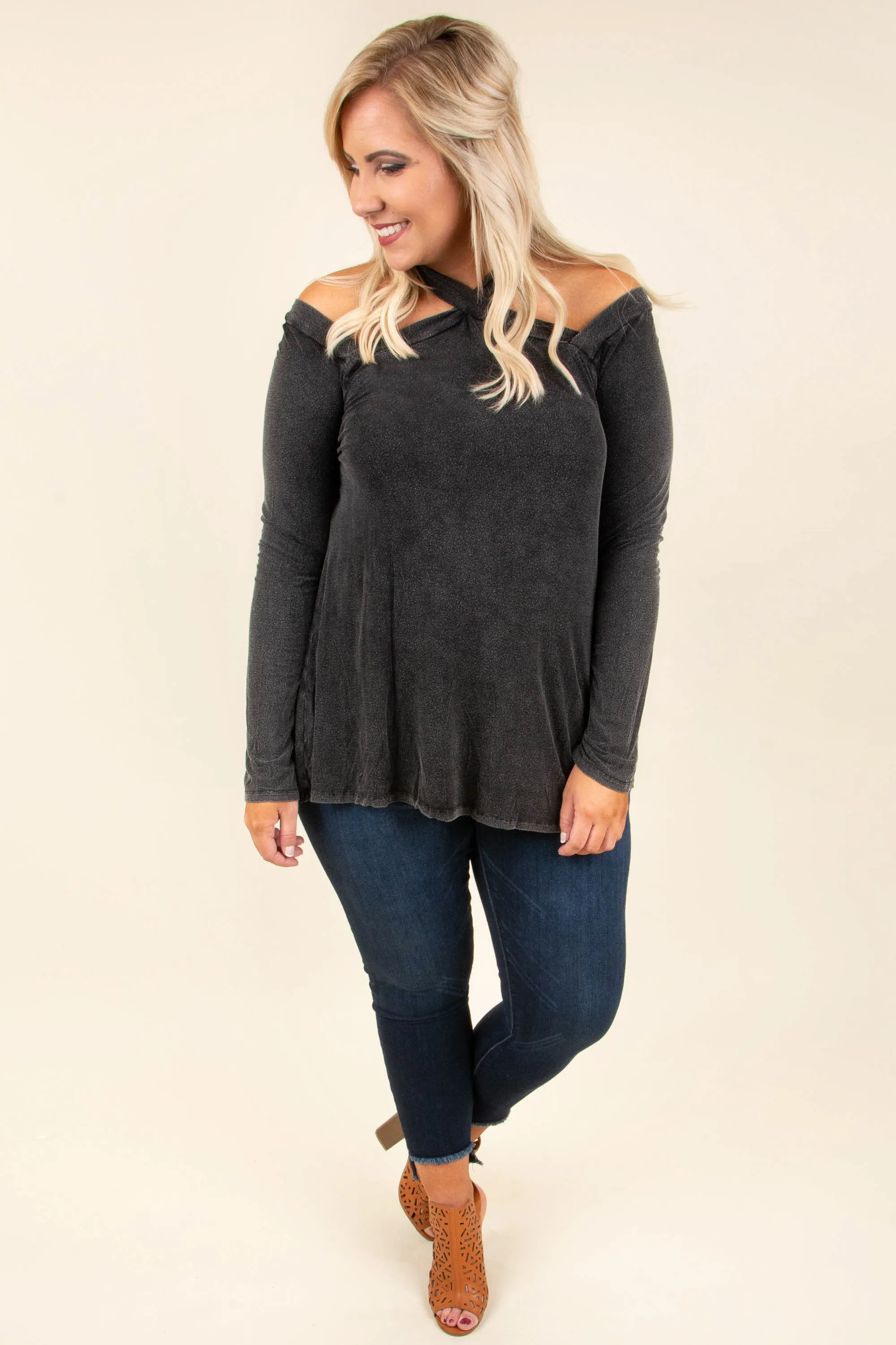Anything But Basic Top, Charcoal