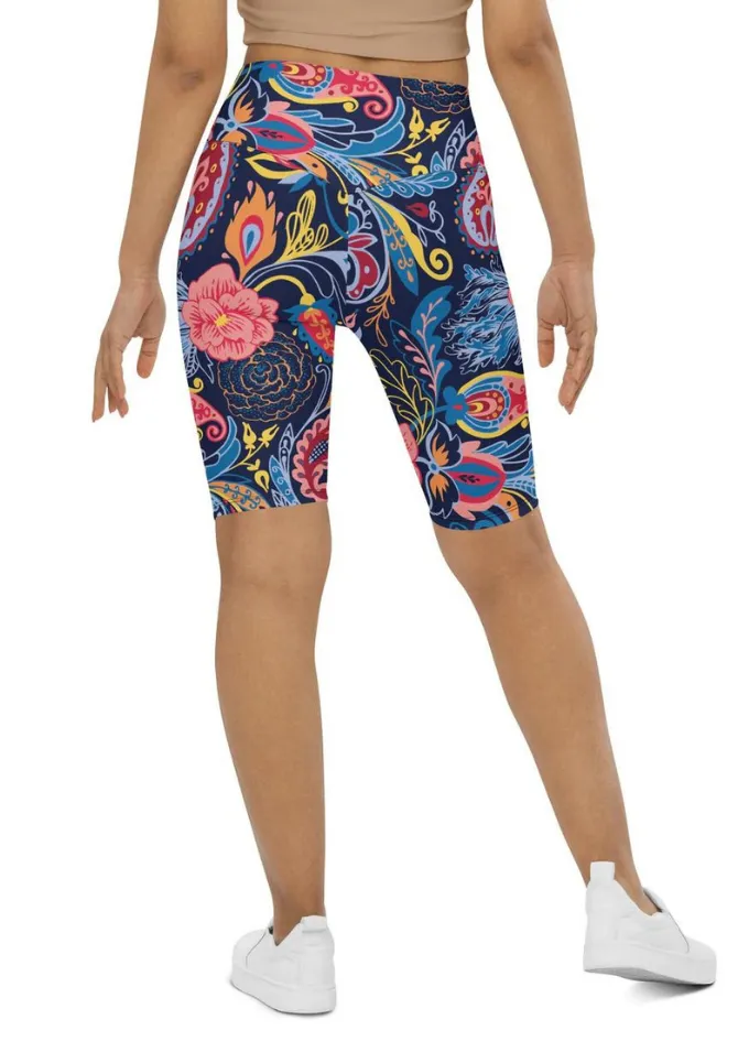 Art Deco Floral Biker Shorts