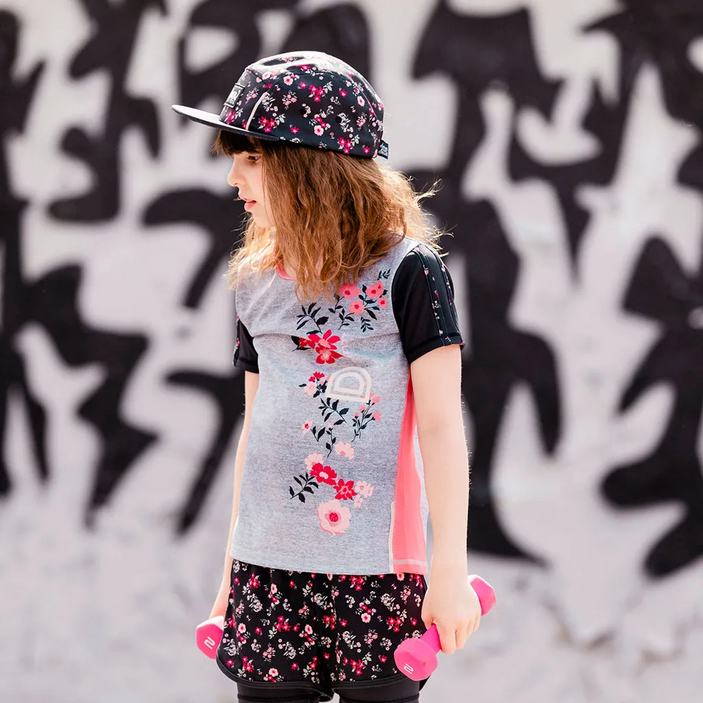 Athletic Shorts - Big Girl|-|Short de sport avec fleurs imprimé - Grande Fille