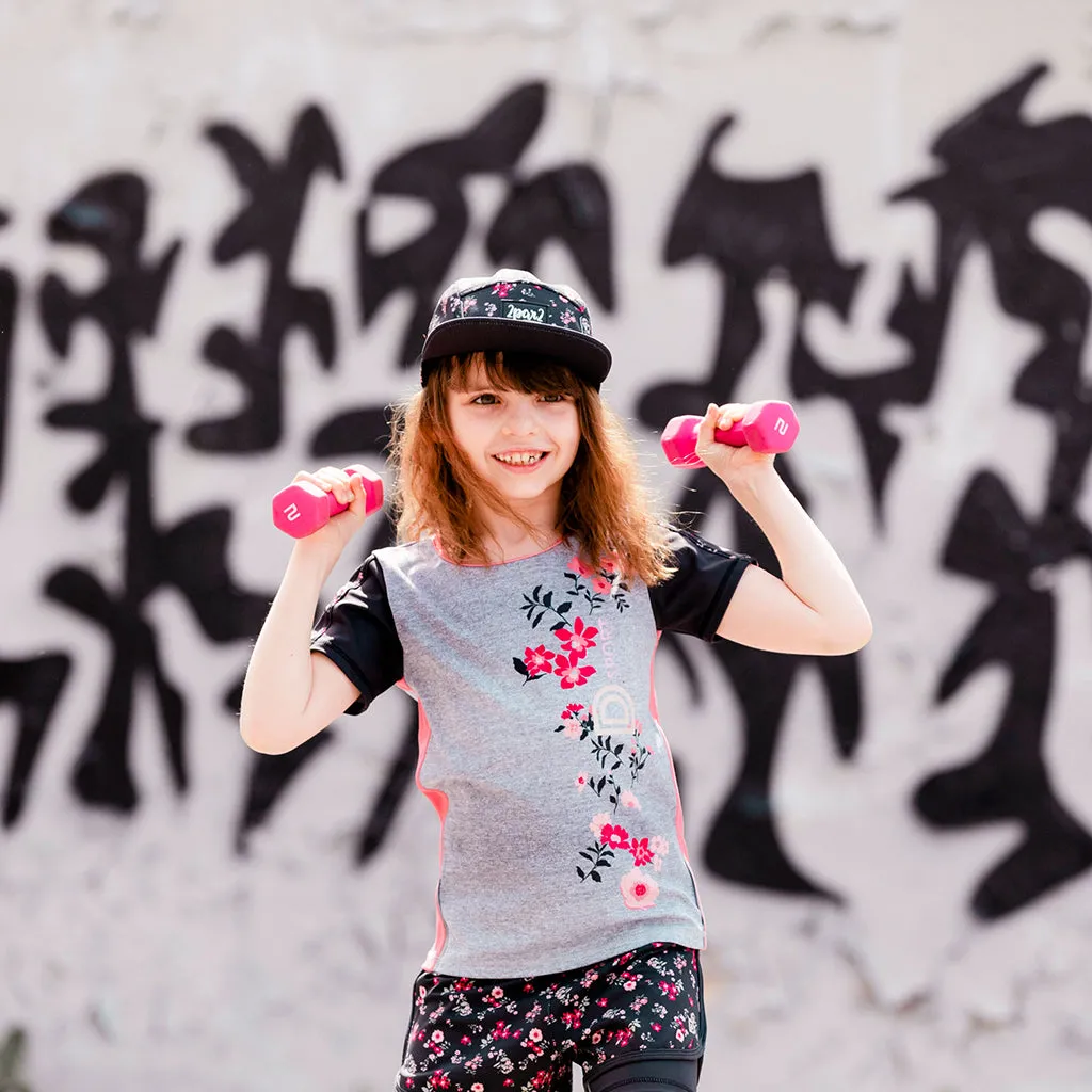 Athletic Shorts - Big Girl|-|Short de sport avec fleurs imprimé - Grande Fille