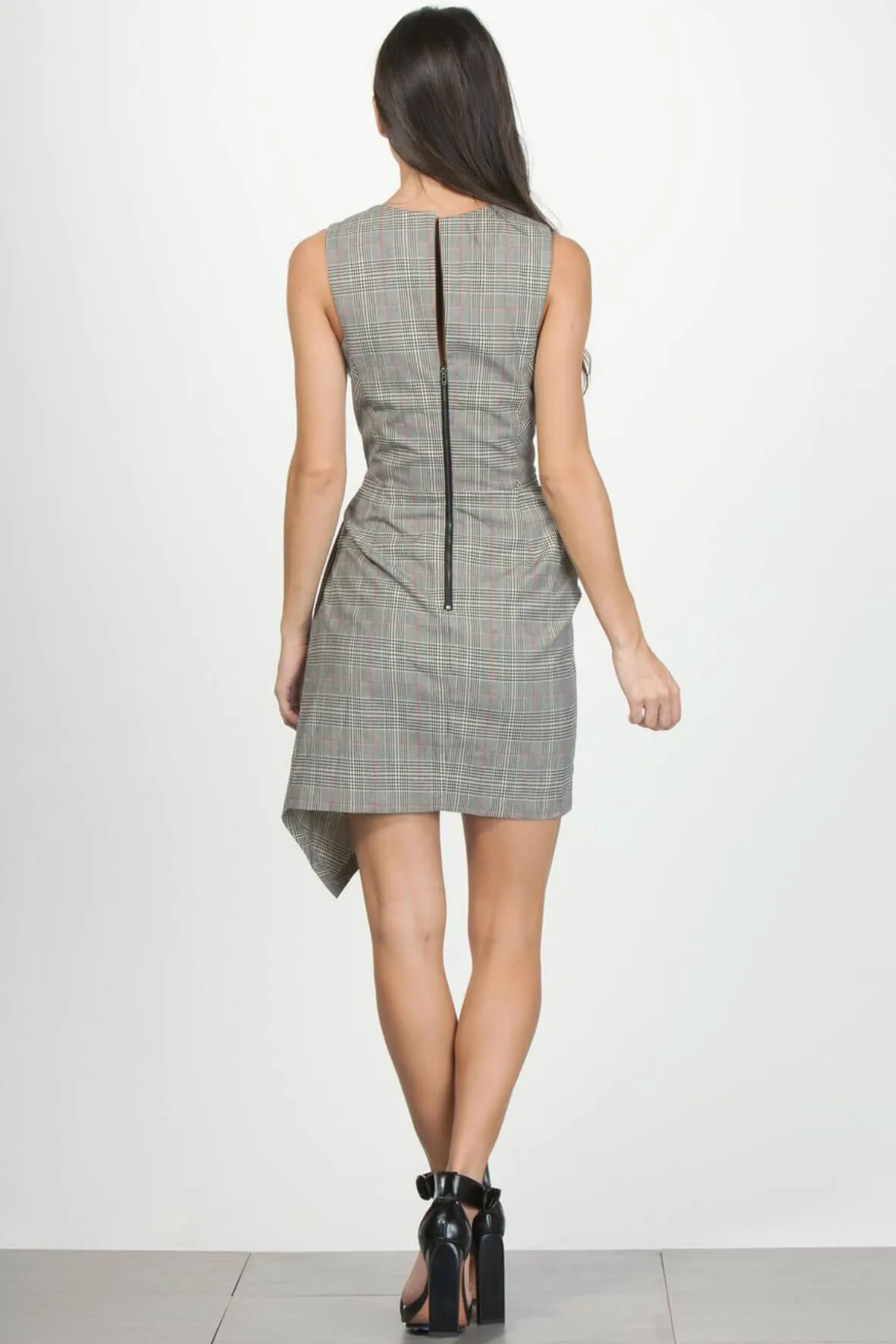 Aurora Woven Plaid Tie Sheath Dress