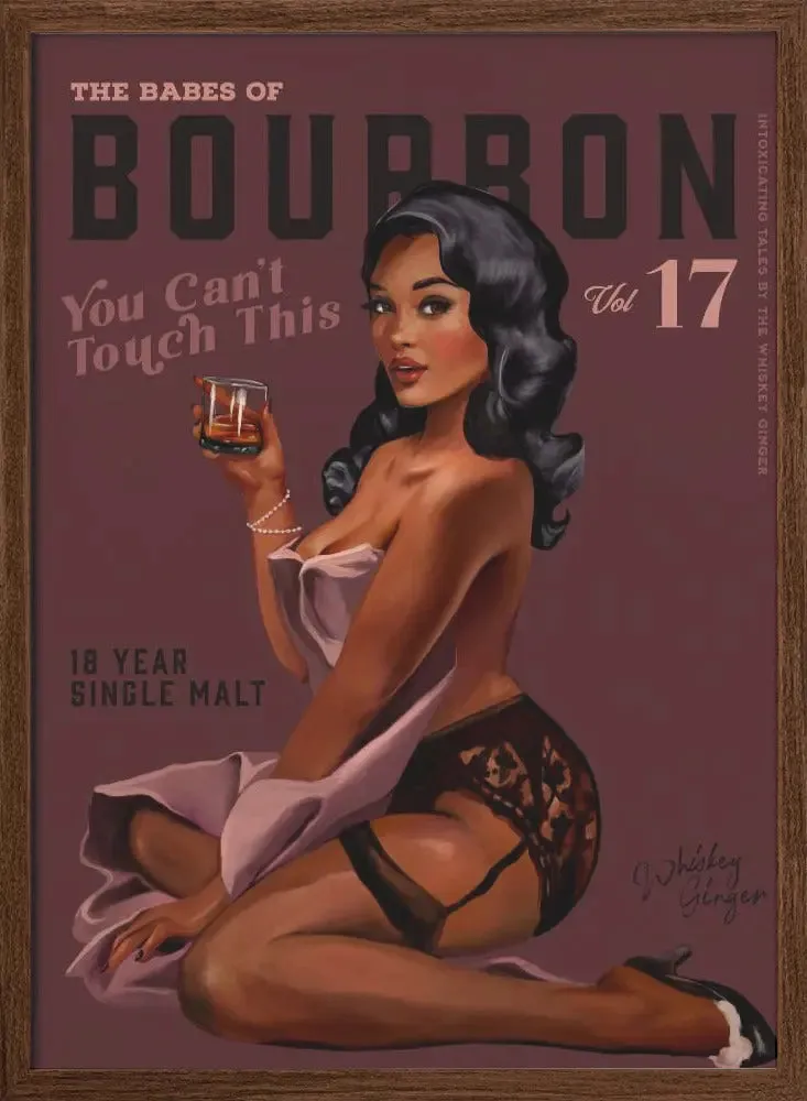Babes of Bourbon Cant Touch This. Sexy Retro Pin Up Girl Whiskey Art - Stretched Canvas, Poster or Fine Art Print