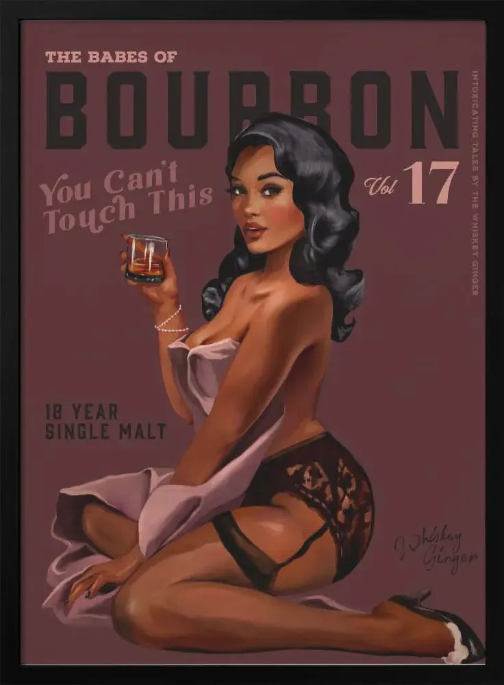 Babes of Bourbon Cant Touch This. Sexy Retro Pin Up Girl Whiskey Art - Stretched Canvas, Poster or Fine Art Print