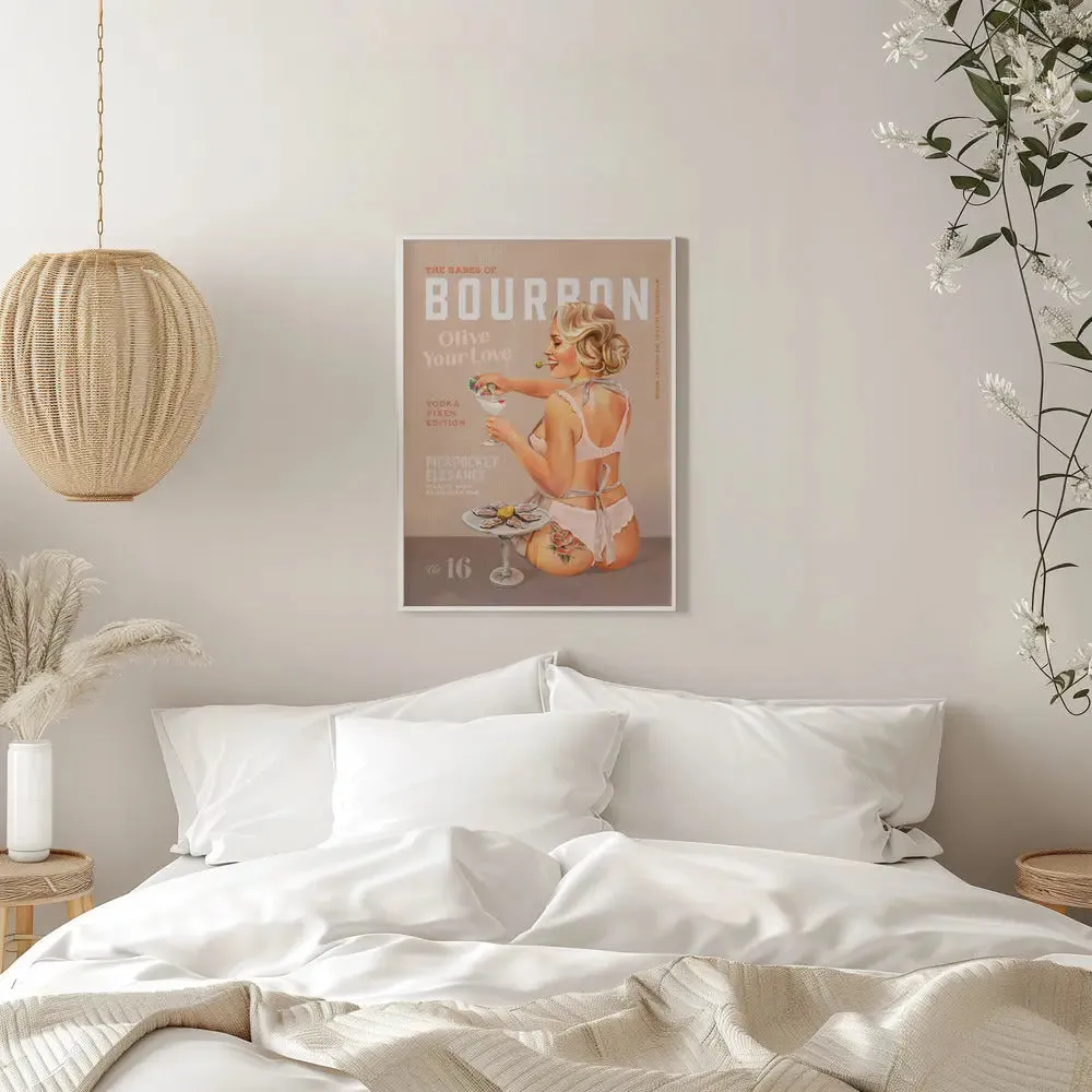 Babes of Bourbon Vol 16 Vintage Vodka Martini Pin Up Girl - Stretched Canvas, Poster or Fine Art Print