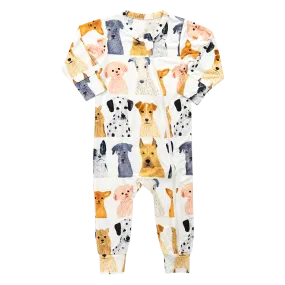 Baby Bamboo Romper - Watercolor Dogs