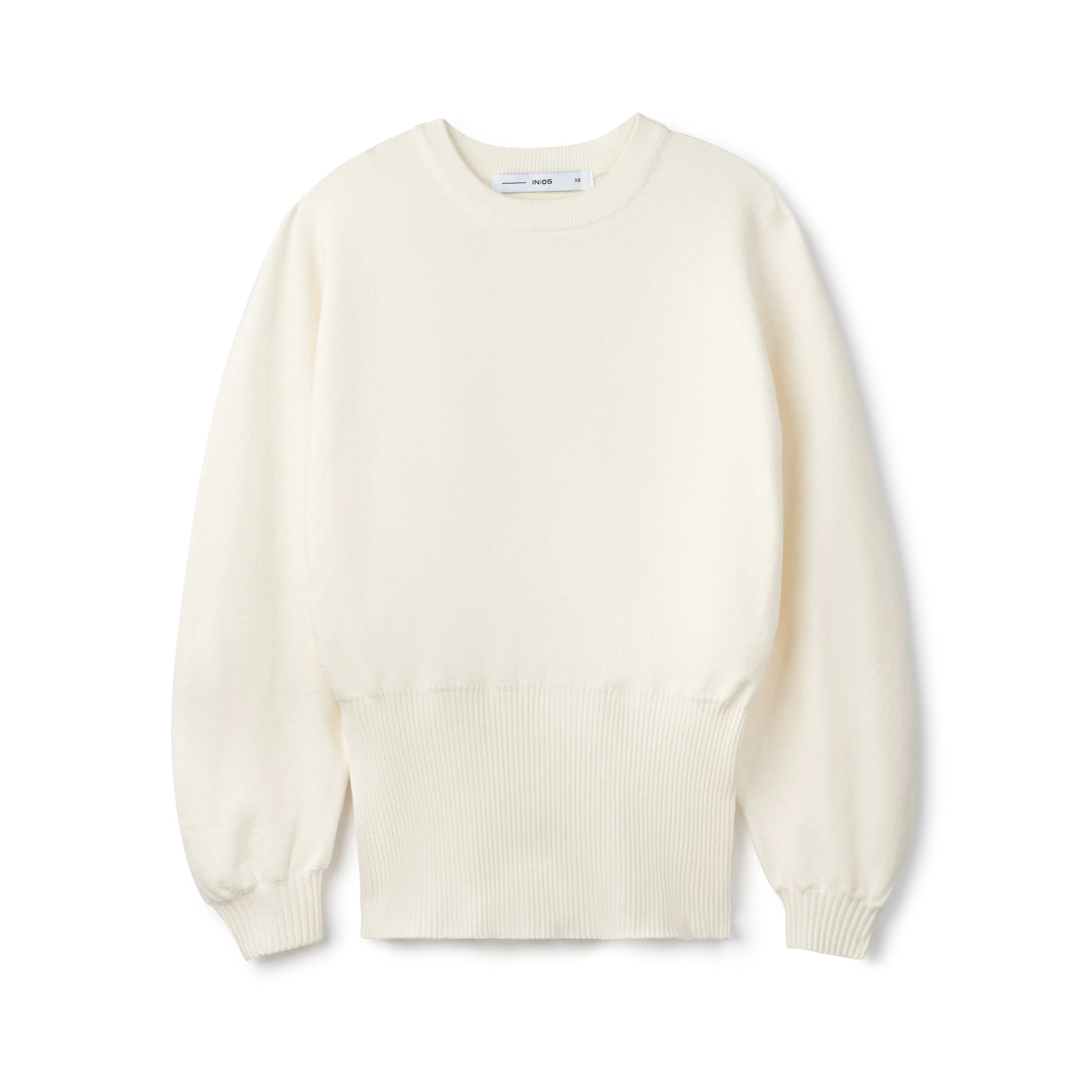 Balloon Sleeve Waisted Sweater - Ivory