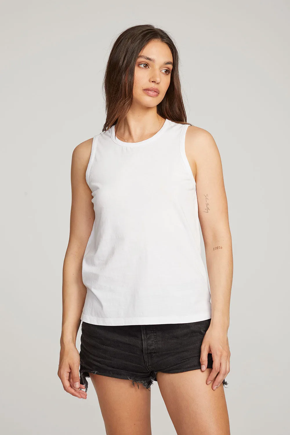 Basic White Slit Tank