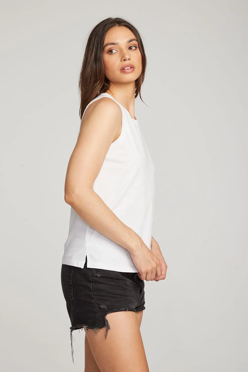 Basic White Slit Tank