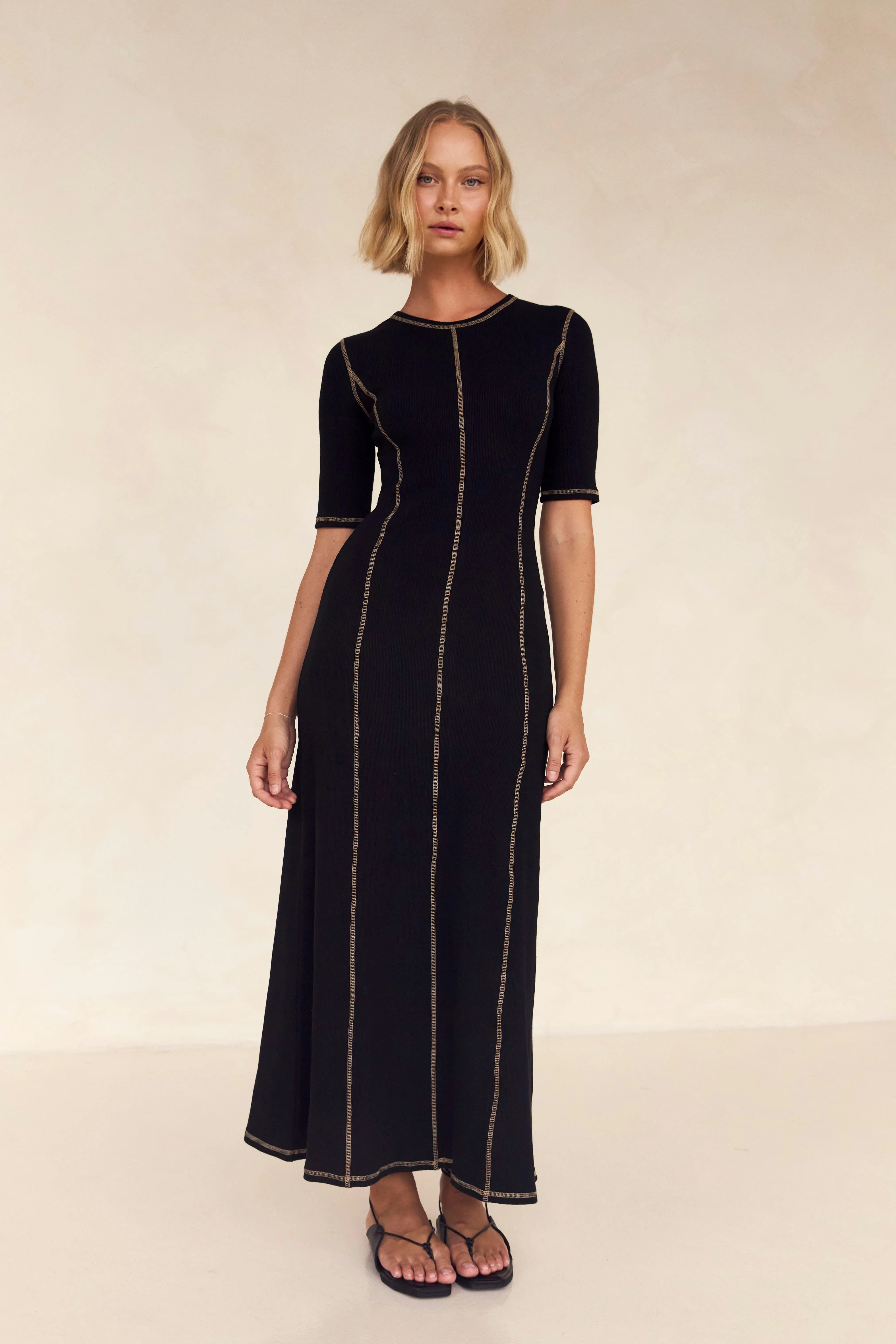 Bates Ribbed Maxi Dress (Black)