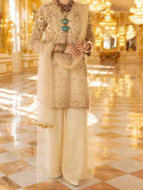 Beige Organza 3 Piece Formal Unstitched - AL-3PS-LS-UN-357