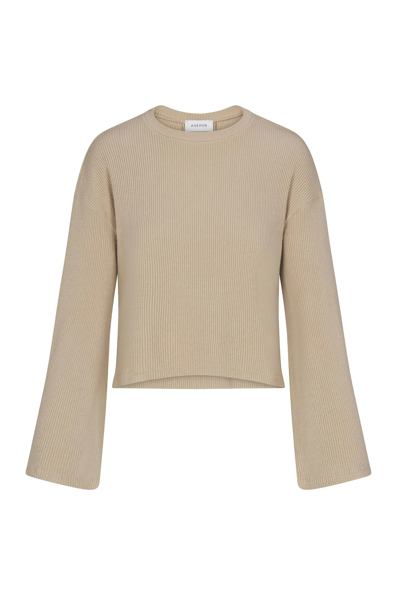 Bell Sleeve Boxy Crop Sweater in Rib Knit