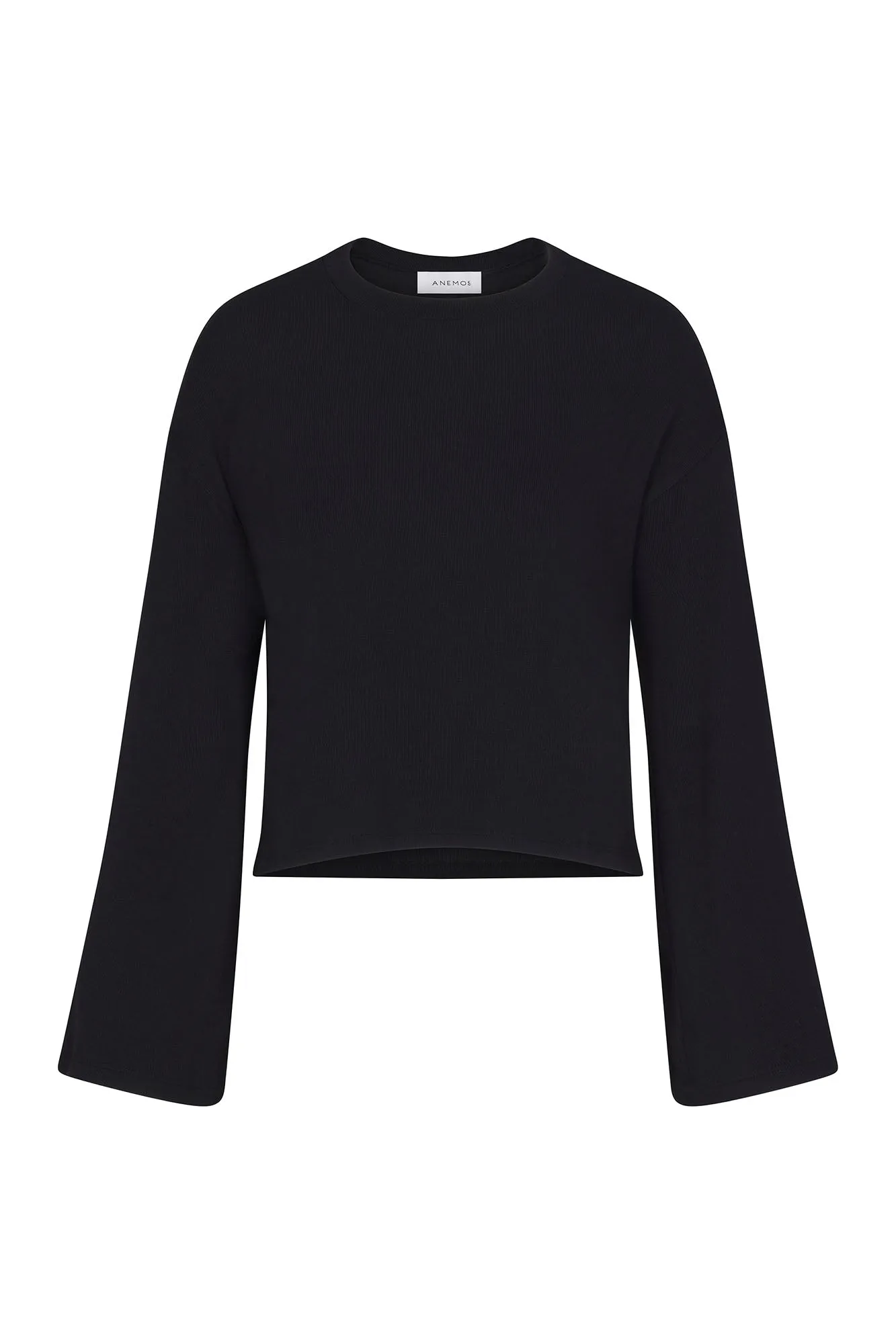 Bell Sleeve Boxy Crop Sweater in Rib Knit