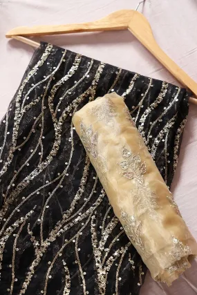 Black And Beige Saree set (2 Piece)