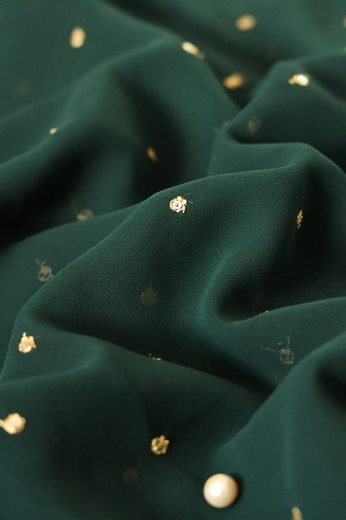 Black And Bottle Green Unstitched Lehenga Set Fabric (3 Piece)