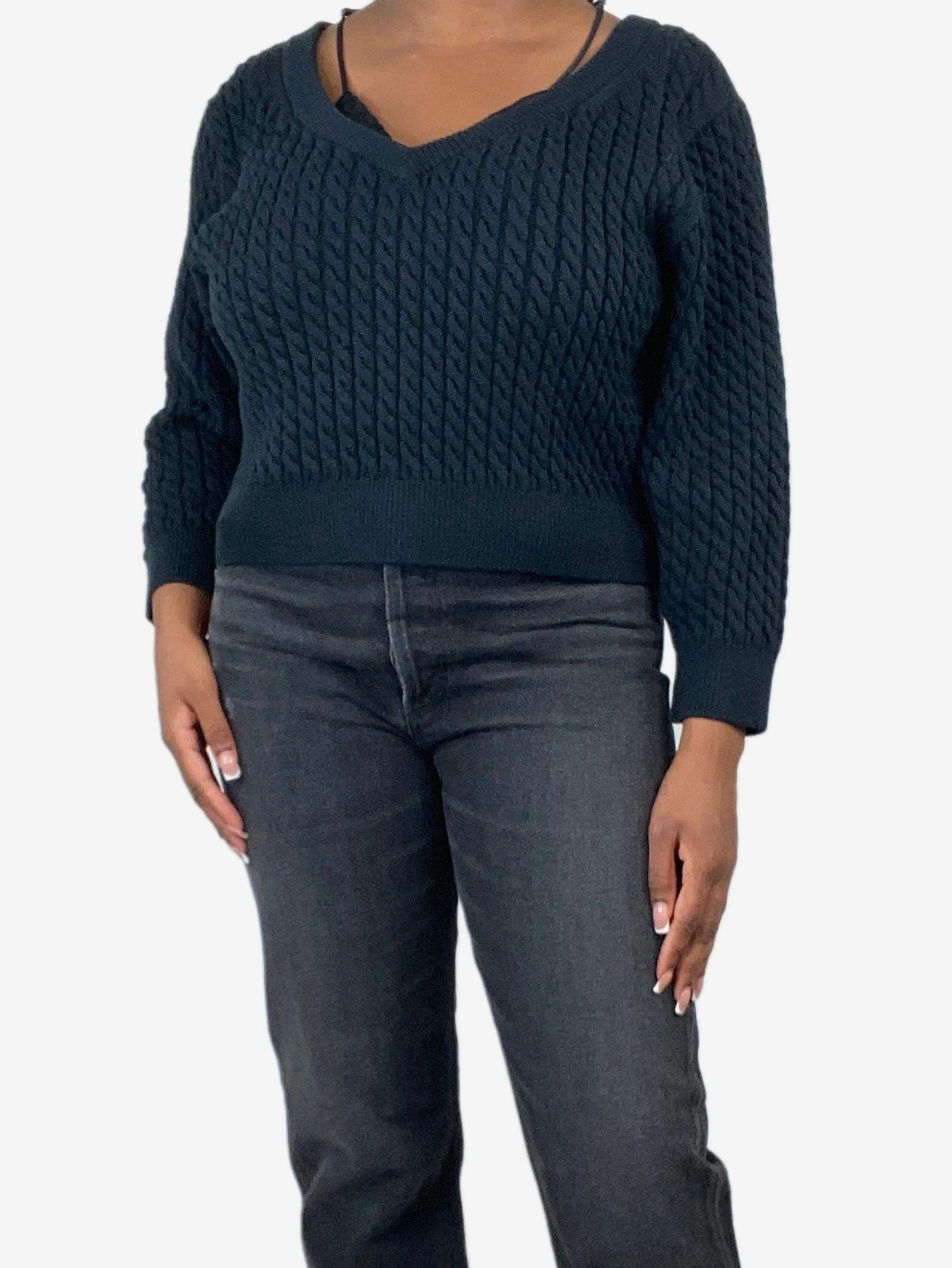 Black Bi-layer cable sweater - size L