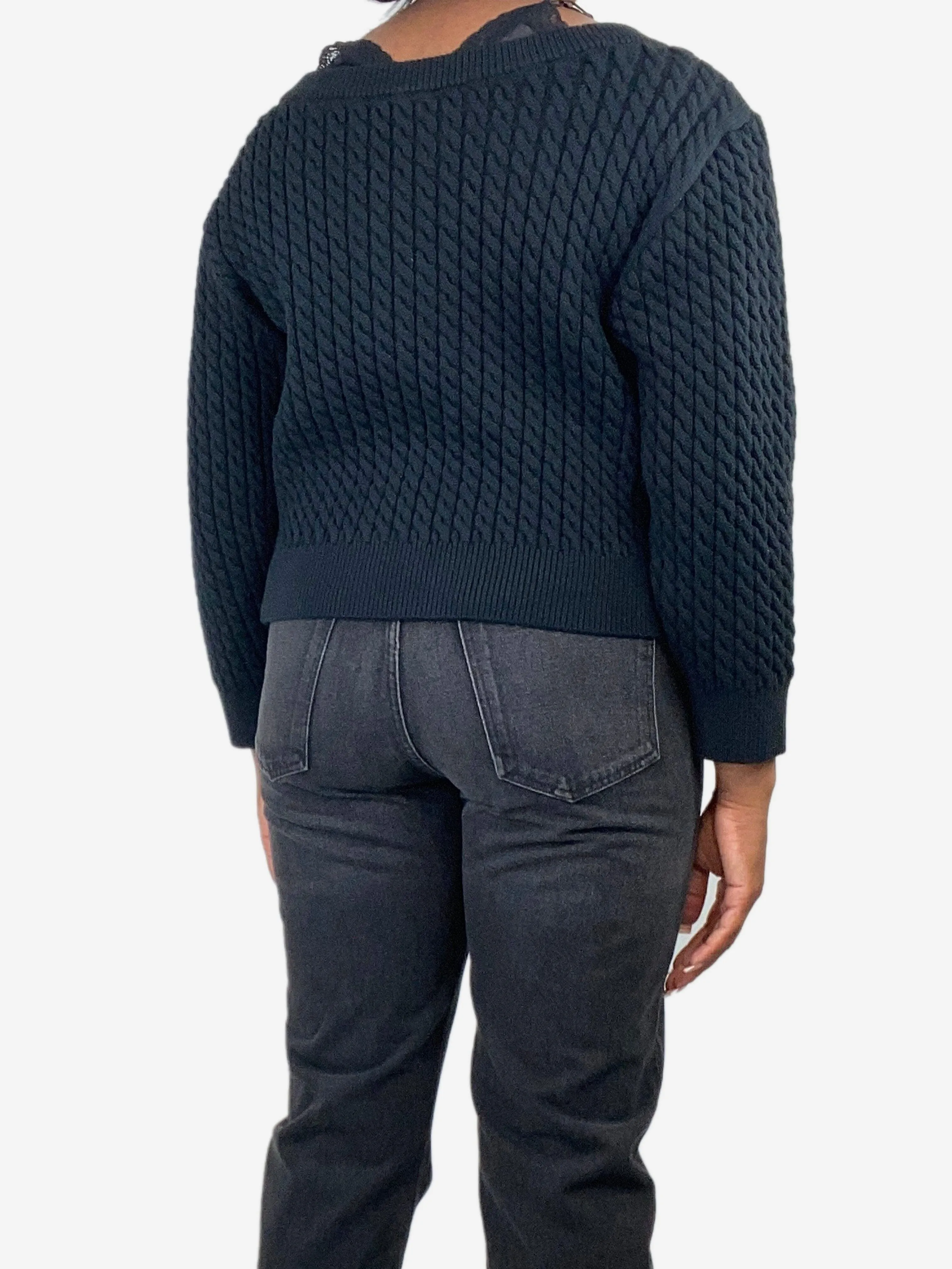Black Bi-layer cable sweater - size L