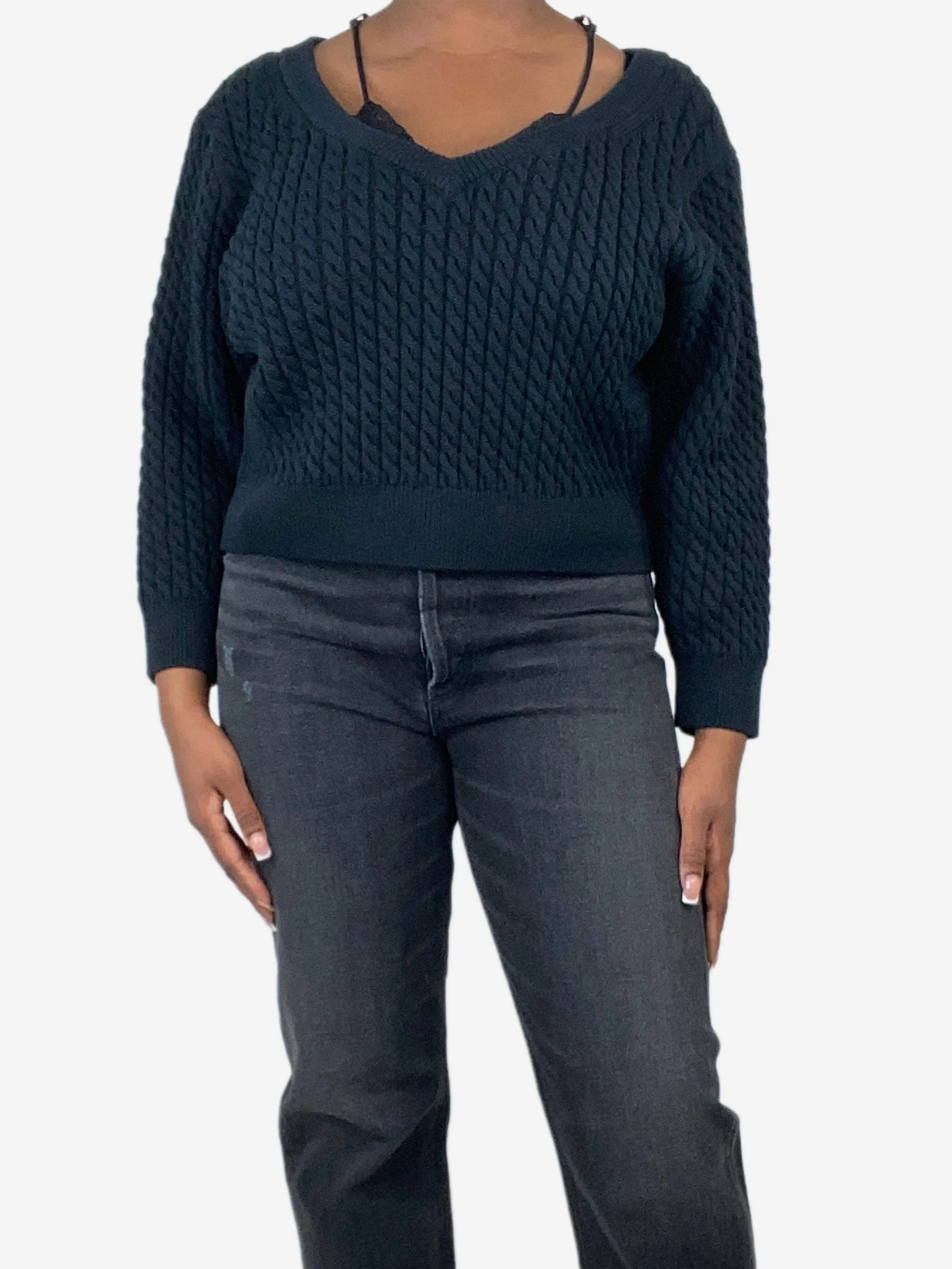 Black Bi-layer cable sweater - size L