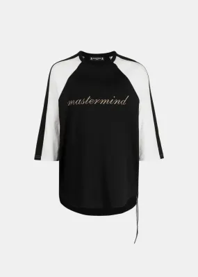 Black Embroidered-Logo Baseball Tee