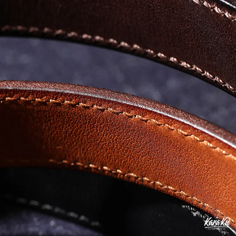 Botanical Pattern Genuine Leather Belt