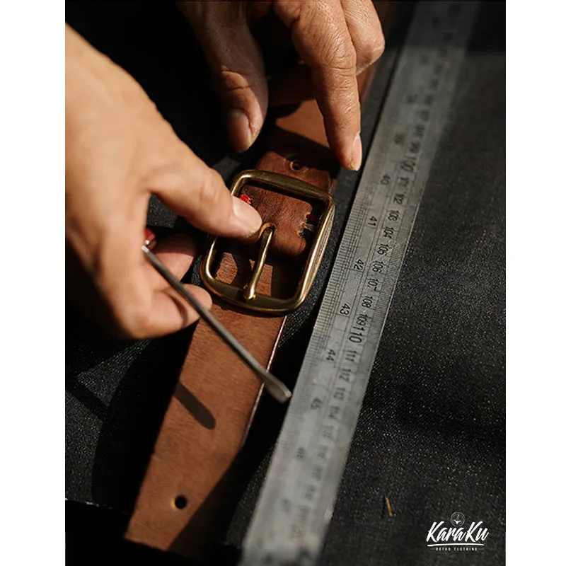 Botanical Pattern Genuine Leather Belt