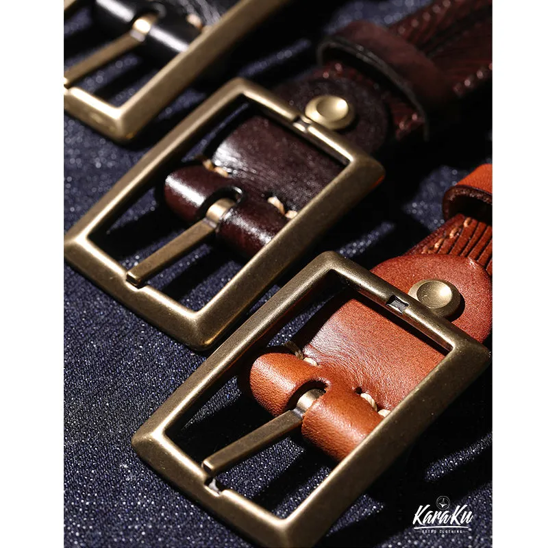 Botanical Pattern Genuine Leather Belt