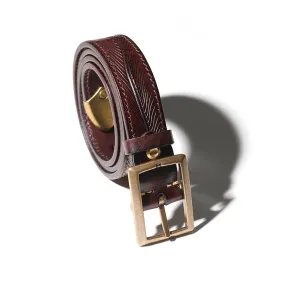 Botanical Pattern Genuine Leather Belt