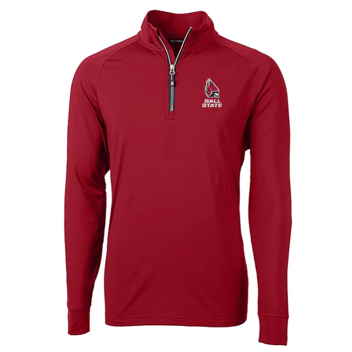 BSU Cardinals Men's Cutter &amp; Buck Adapt Eco Knit Quarter-Zip Red Pullover