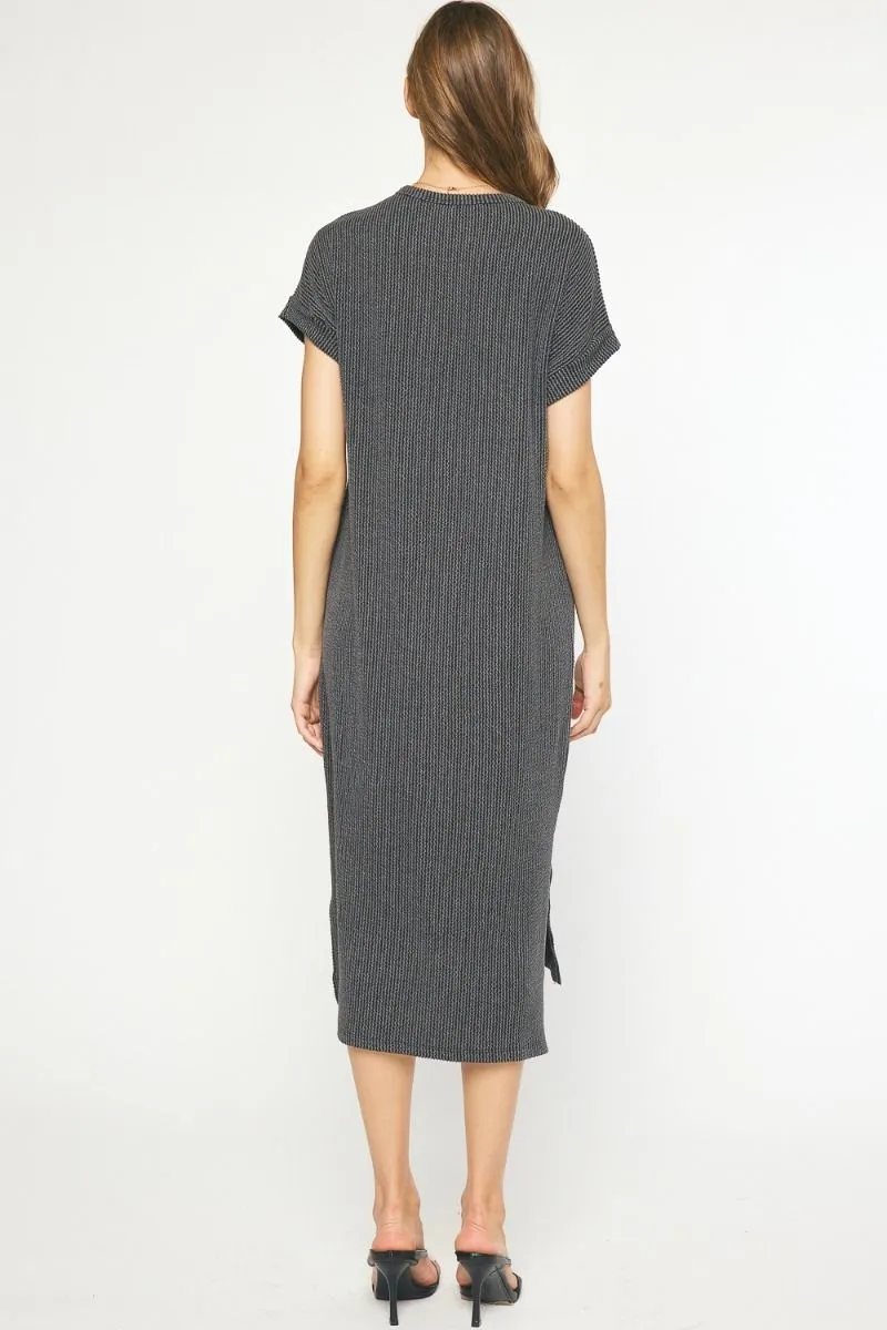Casual Attitude Charcoal Midi Dress