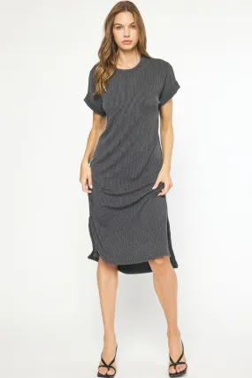 Casual Attitude Charcoal Midi Dress
