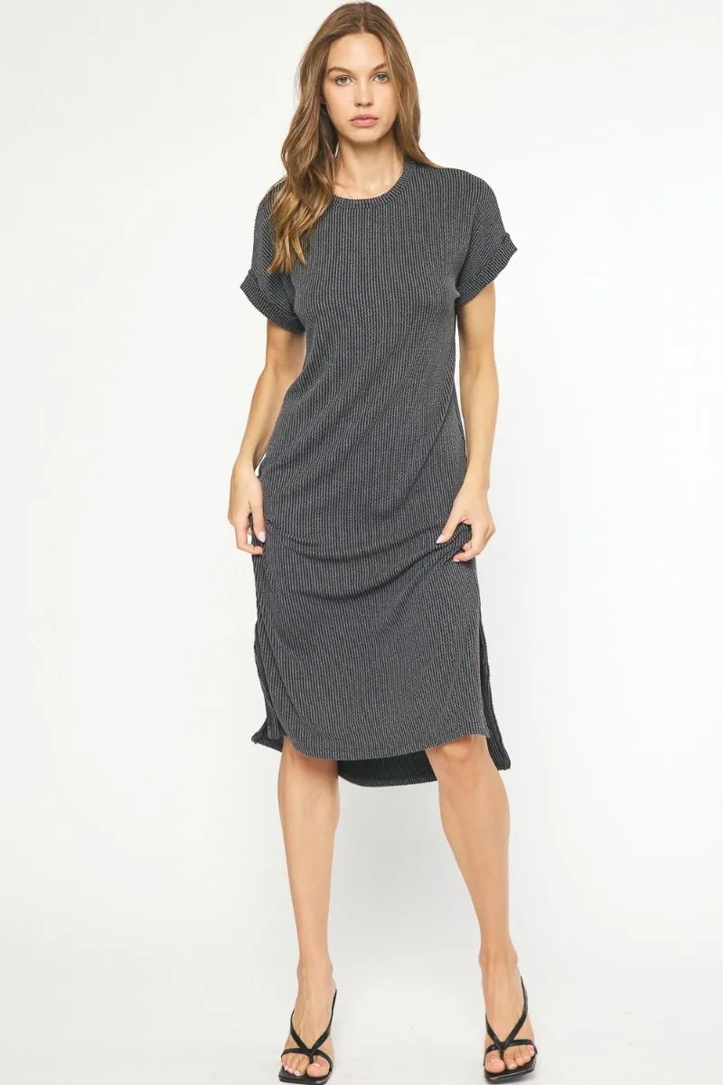 Casual Attitude Charcoal Midi Dress