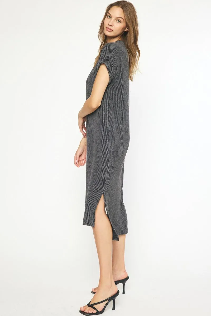 Casual Attitude Charcoal Midi Dress