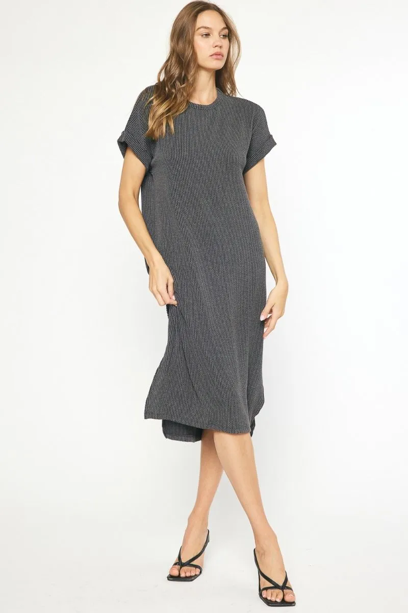 Casual Attitude Charcoal Midi Dress