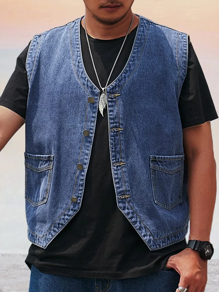 Casual Plus Size Denim Vest
