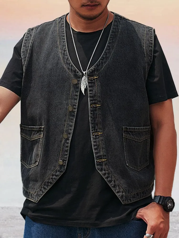 Casual Plus Size Denim Vest
