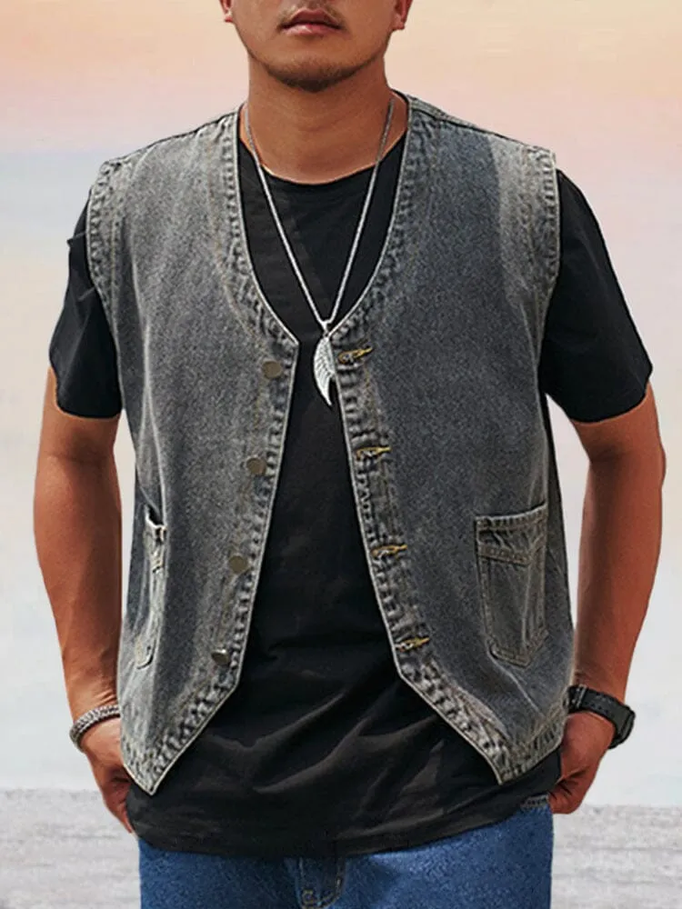 Casual Plus Size Denim Vest
