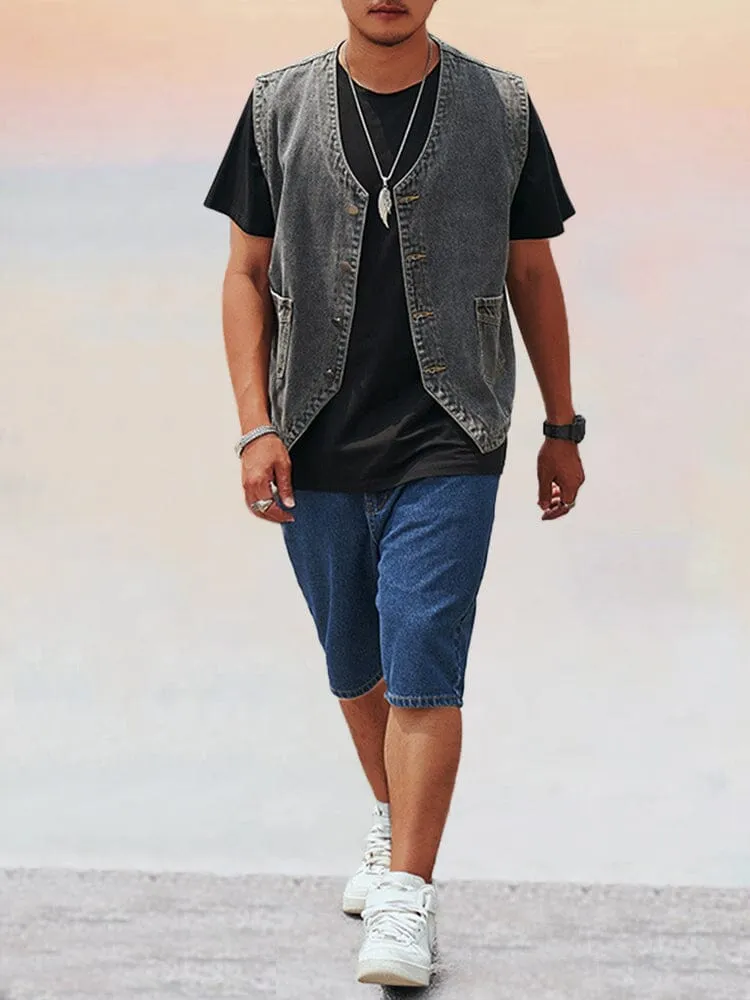 Casual Plus Size Denim Vest