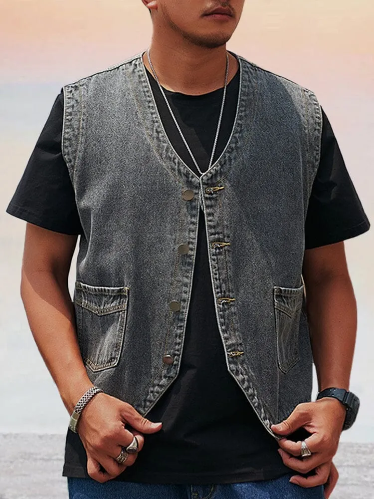 Casual Plus Size Denim Vest