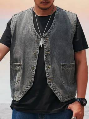 Casual Plus Size Denim Vest