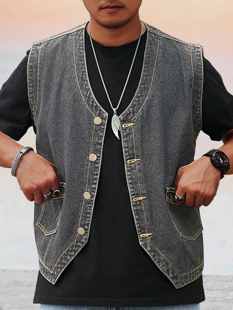 Casual Plus Size Denim Vest