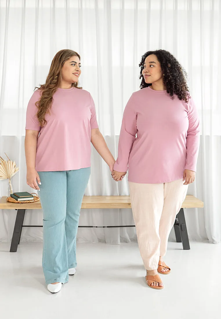 Clarissa Premium Cotton Long Sleeve Tshirt - Light Rose Pink