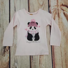 CLEARANCE UP BABY PINK PANDA HEART WARM LS TEE