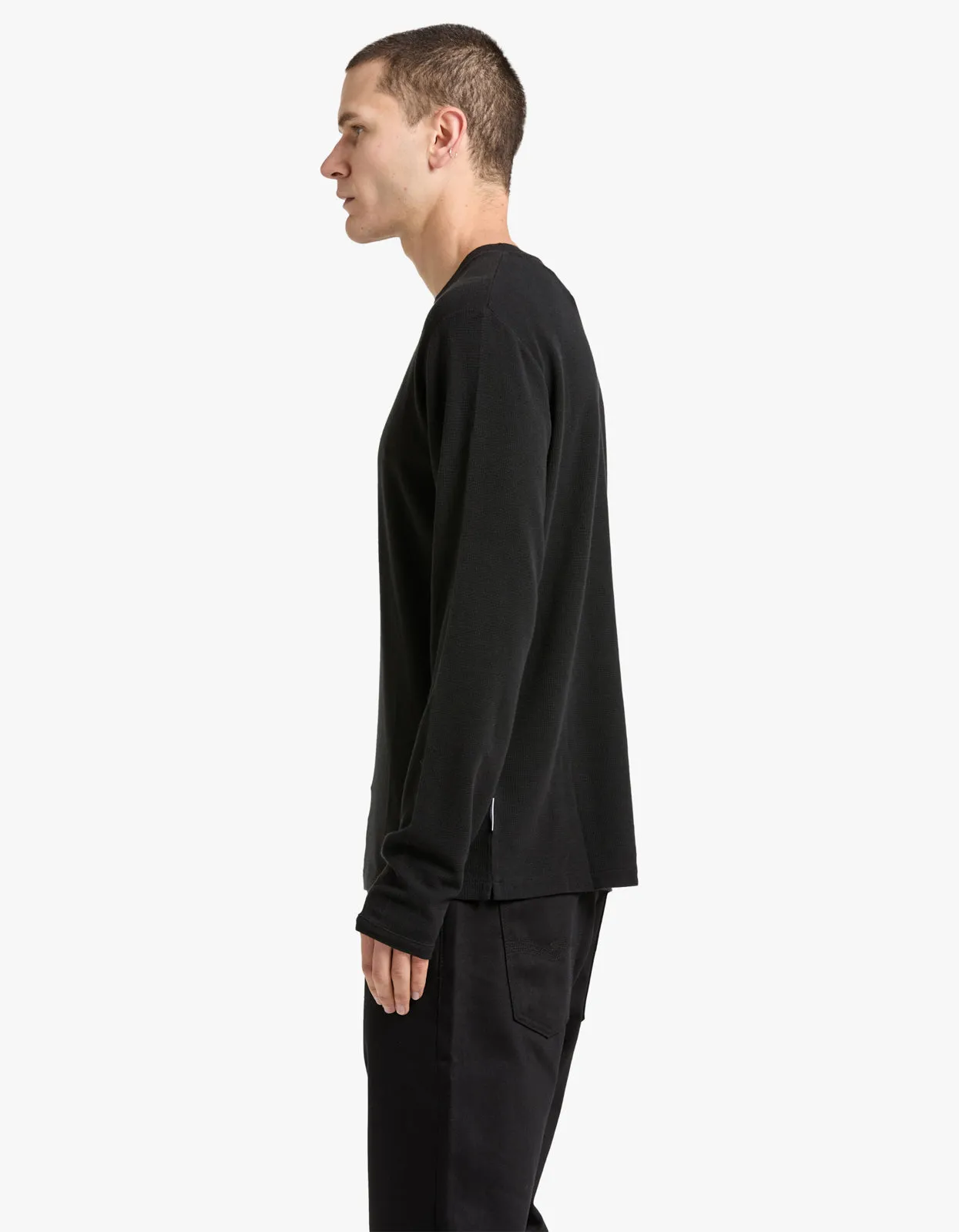 Clive L/S Waffle 3323 - 999 Black