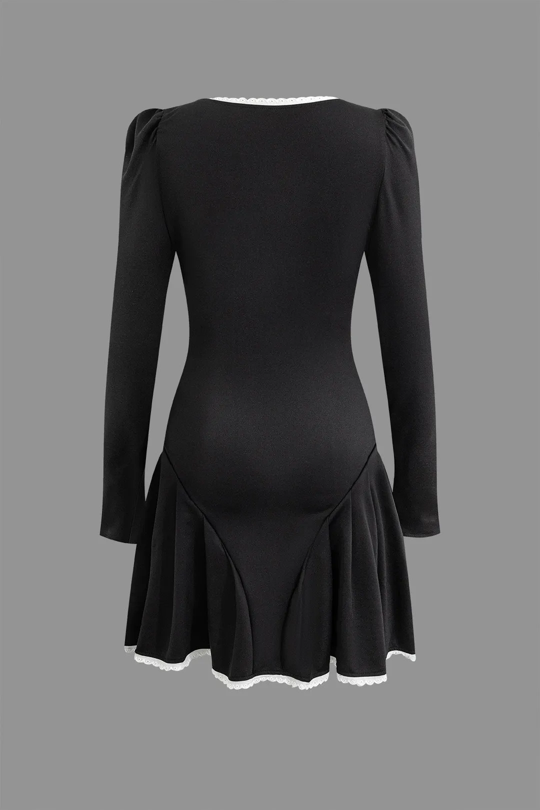 Color Block Scallop Edge Braided Eyelet Mini Dress