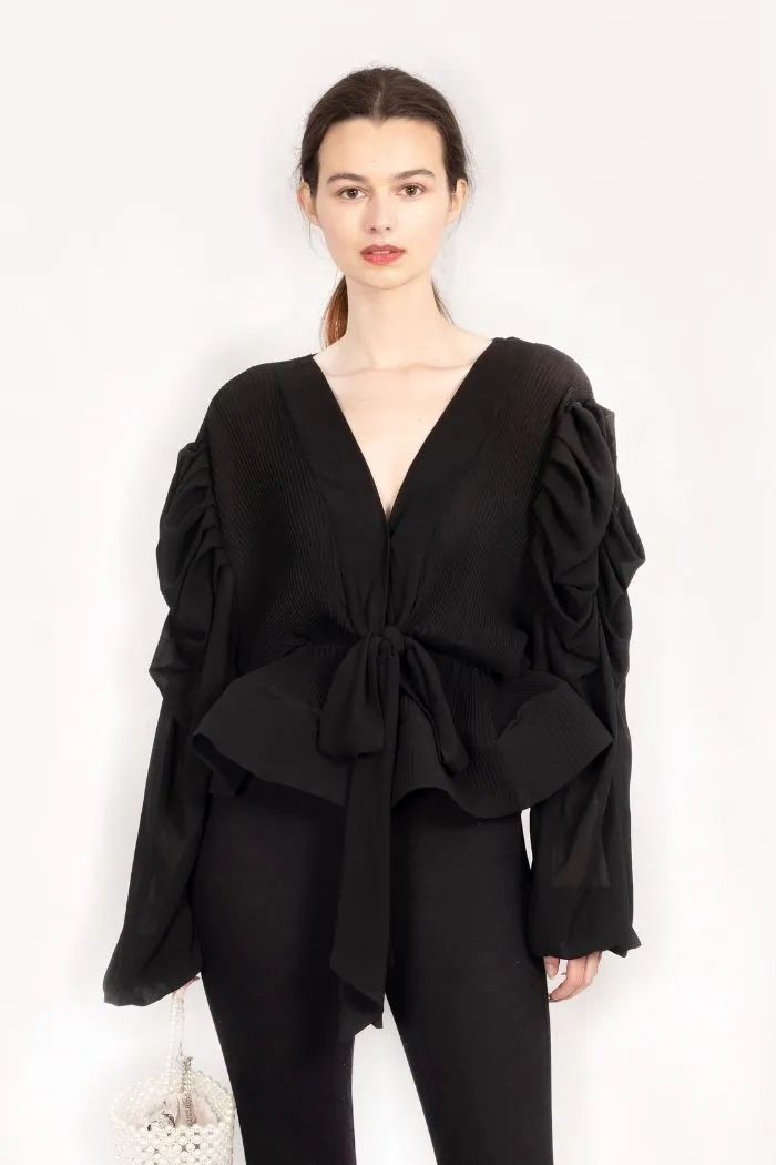 CY Boutique Black Frill Sleeves Blouse