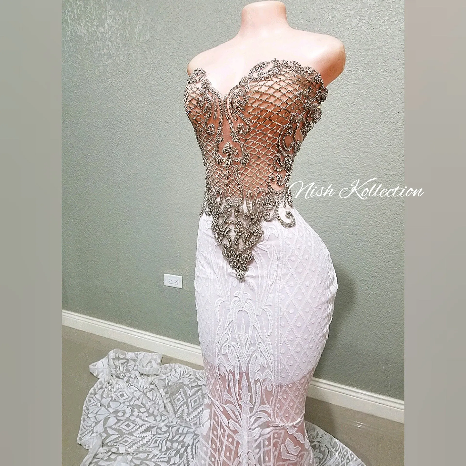 Diamond Victoria sequin rhinestone wedding dress
